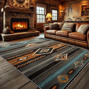 Southwest Rugs for Living Room - Navajo Rug, 6x8 Rug, Aztec Tribal Washable Rugs for Living Room Bedroom, Indian Navajo Area Rug, Native American Carpet - Home Decor, Southwest Gifts for Men