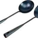 ZhenSanHuan Chinese Traditional HandMade Iron Spatula & Ladle Wok Tool Set,Long wok utensils (Ladle and Spatula Set, 32CM/12.6'')