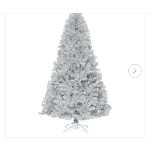 7.5 ft. Hinged Unlit Artificial Silver Tinsel Christmas Tree Holiday with 1258 Tips