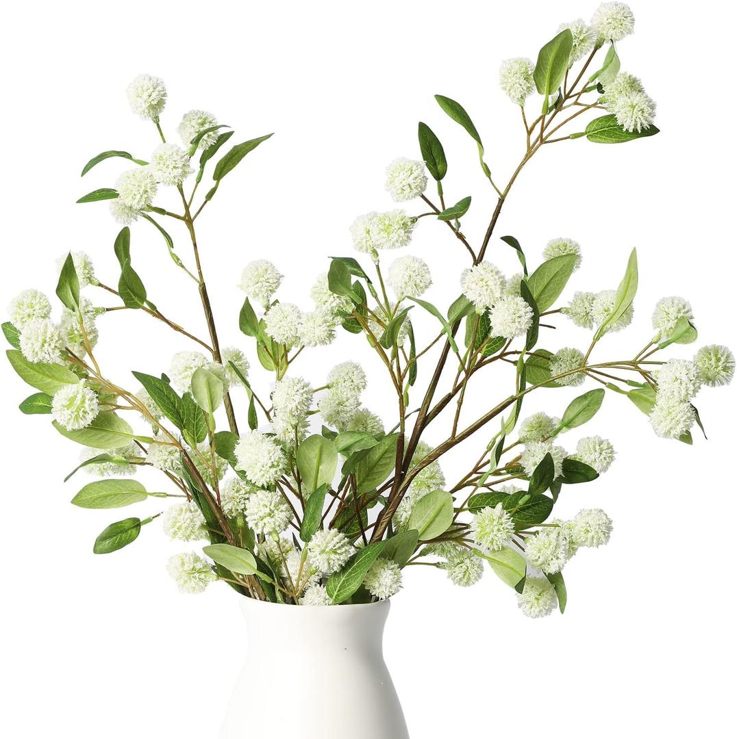 Melorca&Guilla Artificial Plants,4PCS 35.4" Green Faux Branches for Vase,Artificial Plants for Shop Garden Office Home Dcor (4, White Orchid Fruit)