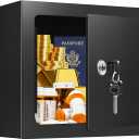 0.25 Cuft Small Fireproof Safe Box with Key Lock, Hidden Steel Security Box, Safe Lock Box for Cash, Jewelry, Passports and Medications, Fire proof Safes for Home Use, 9.06" W x 6.69" D x 6.69" H