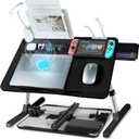 iXTRA Laptop Lap Desk with Cooling Fan - Adjustable with Light, USB, Storage Drawer - Folding Bed Desk,22.04"*12.59",Black (Black,56-32cm)