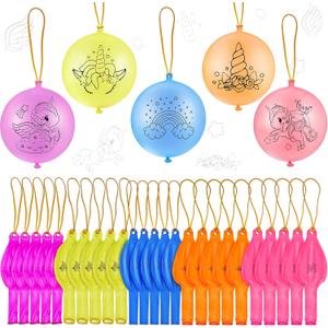 Sumind 30 Pcs Unicorn Party Favors Unicorn Punch Balloons with Rubber Band Handle Large Punching Balls Colorful Latex Balloons Bulk for Kids Theme Birthday Party Supplies Gifts Home Outdoor Decoration