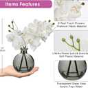 Oairse White Orchids Artificial Flowers Faux Orchid Arrangement with Black Glass Vase Set of 2 Real Touch Phalaenopsis Orchid Flowers Orchid Centerpiece for Dining Room Table