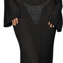 ANRABESS Women Swimsuit Swim Crochet Cover Up Knit Bathing Suit Swimwear 2026 Summer Bodycon Beach Dress Vacation Clothes (Small, Black)