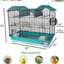 A&E Cage Co AE2614TT SP Blue Triple Top Bird Cage 26" x 14" x 23" Decorative Small Bird Cage Includes 2 Feeder Stations, 3 Wood Perches, Slide-Out Tray & Carry Handle (Teal)