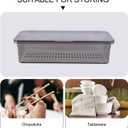 DOITOOL Chopsticks Drain Storage Box with Lid 2-Pack Kitchen Cutlery Organizer Container for Utensil and Tableware Storage Food Grade Drying and Waterproof Design 11.02X5.11X5.51In