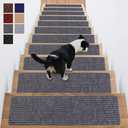 ANTDLE Stair Treads Non-Slip 8 Pack 8"x30" - Carpet Stair Runner for Indoor Wooden Steps with TPE Backing & Anti-Skid Surface, Reusable Adhesive Safety Rug for Kids/Elder/Pet-Friendly - Grey