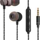 in Ear Wired Earbuds, Wired Headphones with Microphone, 3.5mm Corded Earphones with in Line Volume Controller, Black