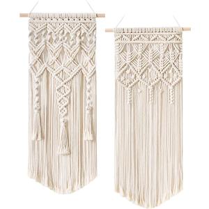 2 Piece Macrame Wall Hanging Boho Wall Decor for Living Room Woven Wall Decor Yarn Tapestry