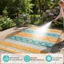 Outdoor Area Rug 6x9 Waterproof Patio Rug Reverisble Plastic Straw Outdoor Mat, Portable RV Mat Carpet for Deck, Camper, Porch, Balcony, Backyard, Picnic, Yellow