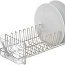 iDesign Metal Dish Drying Rack with Silverware Drainer, The Classico Collection  12.5" x 5.5" x 4", Satin Silver