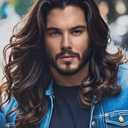 Long Curly Wavy Dark Brown Wigs for Men Synthetic Natural Party Halloween Cosplay Hair Wig