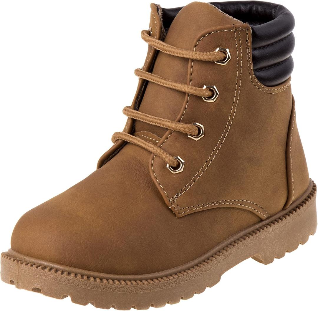 Rugged Bear Kids Hiking Outdoor Waterproof Lace-up Comfort Urban Styled Boots - Black/Tan/Pink (Toddler/Little Kid/Big Kid), 11