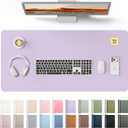 YSAGi Leather Desk Protector, Office Mat, Large Mouse Mat, Non-Slip PU Leather Blotter, Laptop Desk Pad, Waterproof Writing Pad for Office and Home (Light Purple, 31.5" x 15.8")