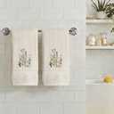 Artoid Mode 2 Pcs Beige Wildflower Floral Embroidered Hand Towels for Bathroom, 100% Cotton Soft Absorbent Farmhouse Decor Towels, 13.7 x 29.5 Inch