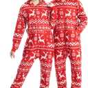 Giggling Getup Grey Men Adults Christmas Pajamas With Hood, Loose Nordic Print Pattern Holiday Jumpsuit, 1 PC-XL