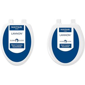 Mayfair 1843SLOW 000 Elongated & 843SLOW 000 Round Toilet Seats with Slow Close & Never Loosen