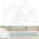 2 PCS Shower Corner Water Guard 10" x 10" Self Adhesive Splash Guard for Bathtub Acrylic Bathtub Splash Guard to Keep Water in Shower