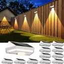 Solar Fence Lights,Warm White & Cool White & RGB 7Colors  Color Changing Mode IP65 Waterproof Solar Lights Outdoor for Deck/Patio/Backyard/Wall/Pool/Fence/Railing/Step -White Shell (12Pack)