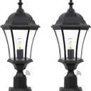 24in Dusk to Dawn Aluminum Post Light Outdoor Black Exterior Post Lamp Fixture for House 2 Pack Outdoor Pier Mount Lantern with Seeded Glass, Outside Pathway Column Lights, LMMS4610-MBK-2P, Large