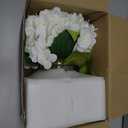 Hollyone Hydrangea Artificial Flowers with Vase White Silk Fake Flowers Arrangements in Glass Vase with Faux Water for Home Bathroom Office Table Centerpiece Shelf Decorations