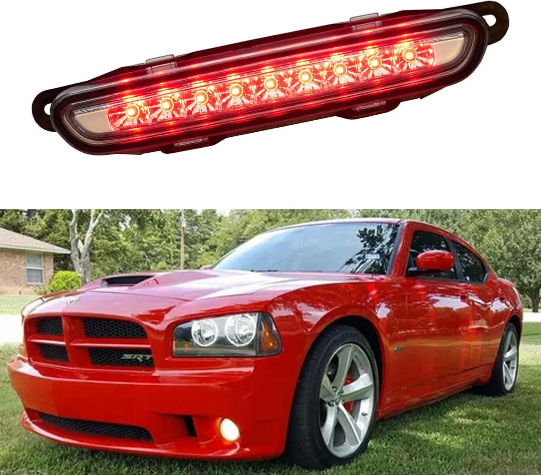 Third 3rd Brake Light LED for 2006-2010 Dodge Charger, High Mount Rear Brake Lights Assembly for 06-10 Charger, Waterproof Center Cab Lamp Stop Light (Clear)