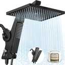 MakeFit Filtered Rain Shower Head with Handheld Combo High Pressure 12'' Rainfall Shower Heads & Hidden Detachable Wand Dual Showerhead Water Softener for Hard Water Easy Filter Replacement