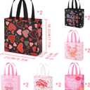 YANGTE Valentine's Day Gift Bags With Handles - 12Pcs Reusable Non-Woven Tote for Kids Classroom Exchange, Party Favor, Wrapping - Goody Bags for Giving