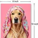 Pink Animals Bathroom Wall Art Decor,Funny Dog,Cow,Cat Bathroom Canvas Printing,Animal Art Posters Cute Girl Bedroom Wall Decoration Set of 4 (8x10inch,Unframed)