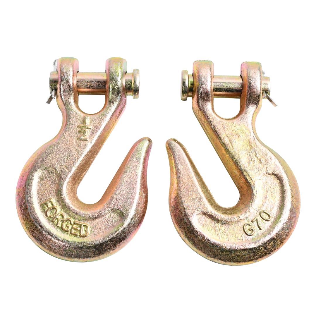 1/2" Clevis Grab Hooks G70 Chain Hook for Trailer Towing, Machinery Lifting, Cargo Transport, Alloy Steel Forged 11,300 LBS WLL (2-Pack)