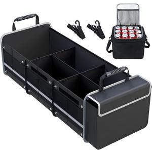 95L Collapsible Car Trunk Organizer, Detachable Insulated Cooler Bag
