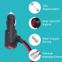 SPARKING 12Volt Replacement Cigarette Lighter Male Plug with On Off Switch - 2FT 12V Fused 15amp Cigarette Male Plug with 16AWG Lead, 12V DC Car Plug for Car Cooler,Cb Radio, Air Compressor