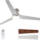 Amico Ceiling Fans with Lights, 52 inch Low Profile Ceiling Fan with Light and Remote Control, Flush Mount, Reversible, 3CCT, Dimmable, Noiseless, Silver Ceiling Fan for Bedroom, Indoor/Outdoor Use
