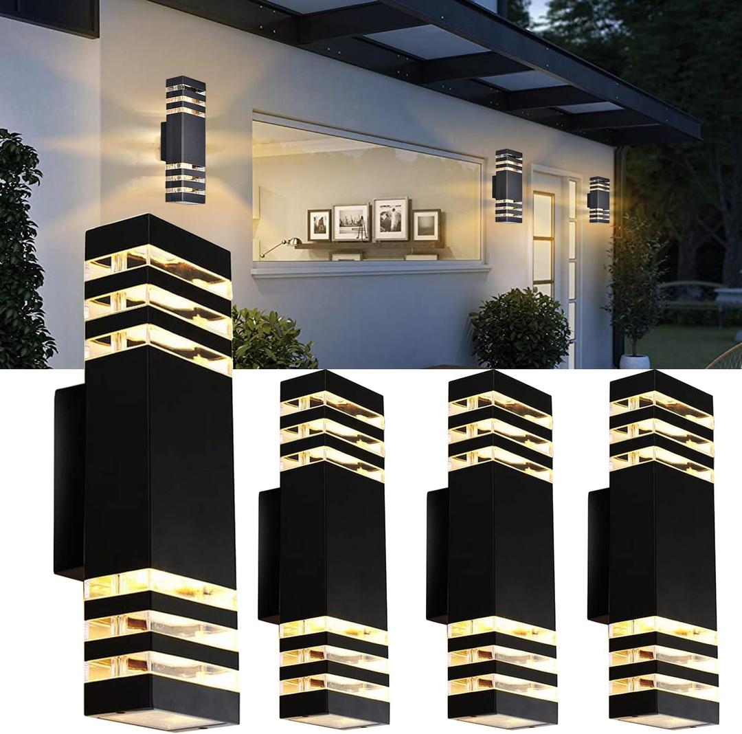 4Pack 15inch Outdoor LED Wall Lights,4000K Day White Outdoor 18W Wall Light Aluminum Body Waterproof IP65 led Porch Light for House Patio Garage Garden.(No Sensor)
