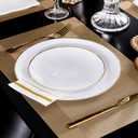 200 Pack 3-Ply Disposable Paper Napkins, Soft and Absorbent Paper Hand Towels, Gold Trim Lined Elegant Dinner Napkins for Kitchen, Wedding, Parties, Dinners or Events (15.7" x 13")