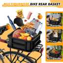 Bike Basket Rear with Cargo Net and Liner Large Bicycle Basket Electric Bicycle Basket Rear Ebike Large Rear Bike Basket Rack with Waterproof Cover Cargo Net