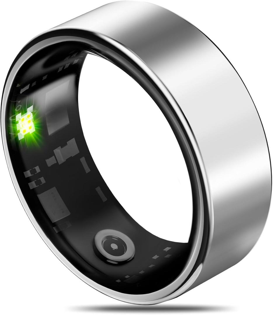 Smart Health Ring for Women Men Fitness Tracker with Heart Rate, Light Gray 9