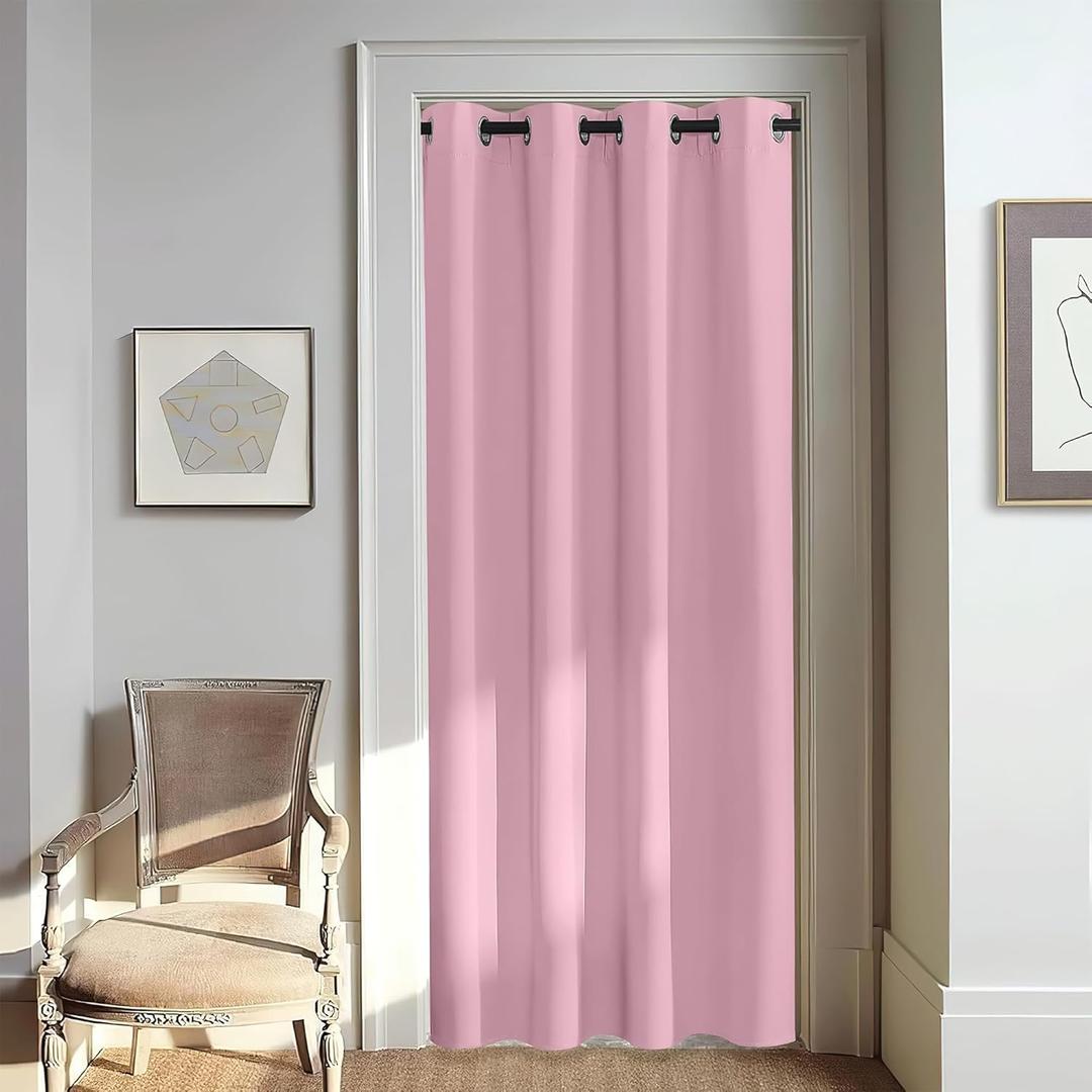 NICETOWN Door Curtain for Closet Doors 80 Inches Long 1 Panel, Blackout Doorway Curtain for Open Closet Bedroom, Room Divider Living Room for Privacy (Rouge Pink, 1 Panel, 46W x 80L)
