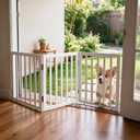 Dog Gate Indoor, Freestanding Dog Fence for The House, Doorways, Hallways,or Stairs,Pet Gate Foldable Wooden,Expandable 24" Height 3 Panels,White
