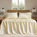 EVERGRACE Tencel Sheet Set King Size 4 Pieces，Soft Cooling Bed Sheets for Hot Sleepers, Eucalyptus Lyocell Luxury Breathable Bedding Set, 1 Fitted Sheet, 1 Flat Sheet, 2 Shams, Cream