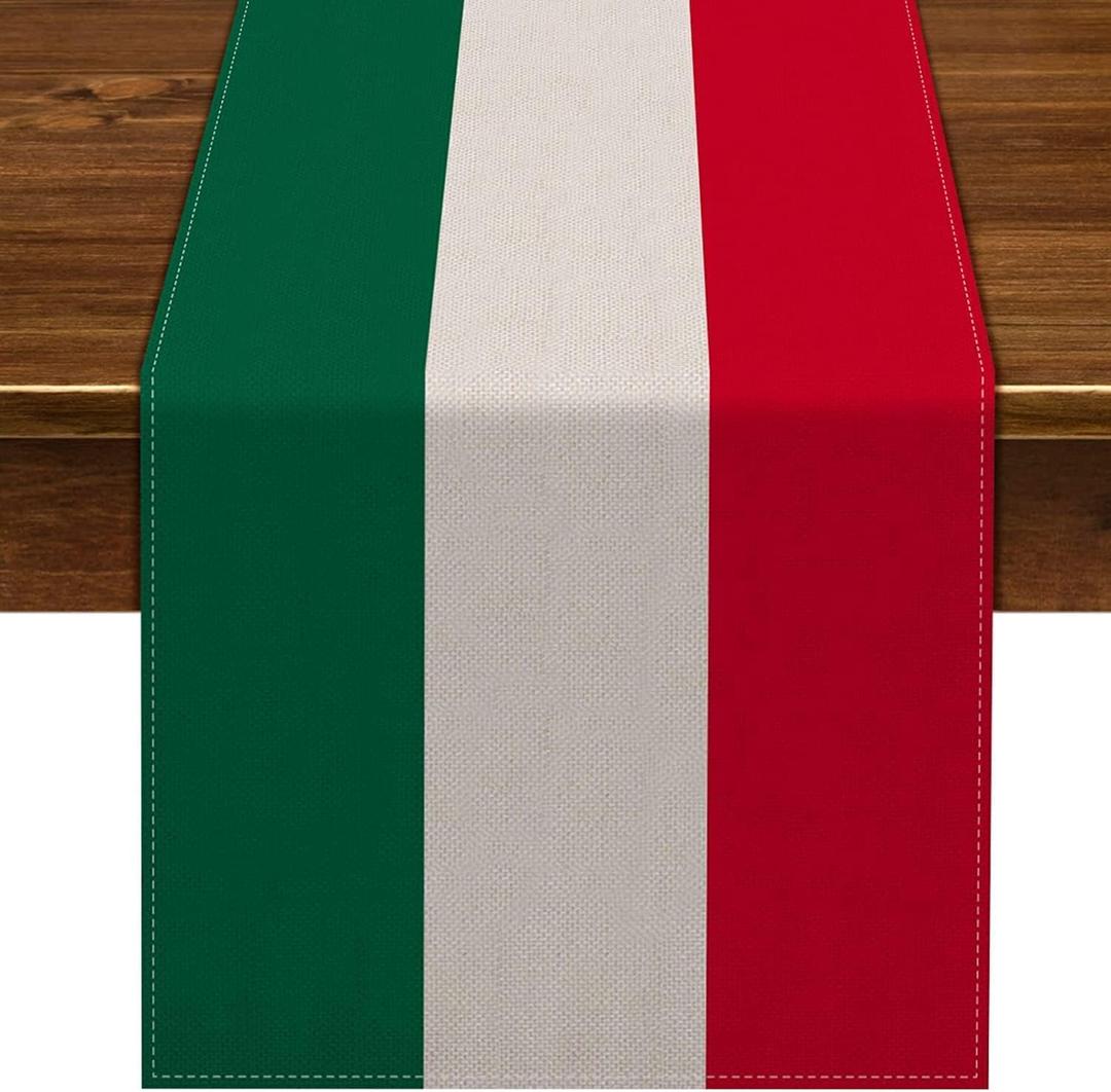 Nepnuser Italy Table Runner 108 Inches Long for Italian Themed Party Decoration Home Kitchen Dining Room Dinner Linen Table Decor