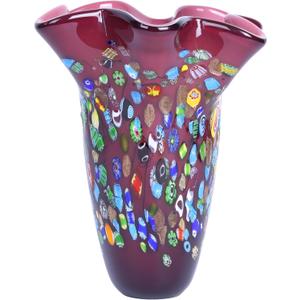Hand Blown Glass Vase, Purple Glass Vase, Colored Glass Vase, Colorful Glass Vases, Decoration for Living Room, Bathroom, Dining Table, Centerpiece, Offic,e Entryway Table, Nightstand Arrangement, Vase