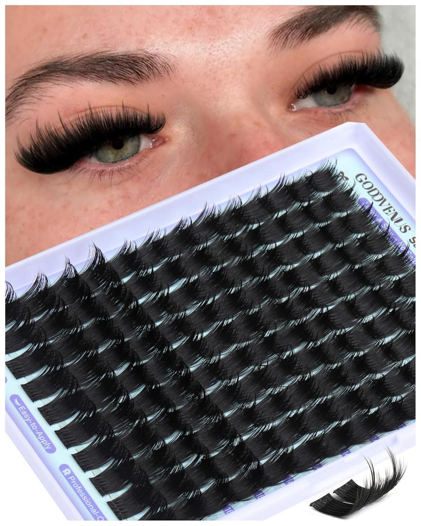 Wispy Lash Clusters with Spikes Salon-Like Eyelash Clusters DIY D Curve Cluster Eyelash Extensions Full Spiky Individual Lashes Cluster by Goddvenus (10-16mm 130Pcs)