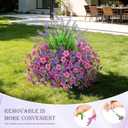 INQCMY Artificial Flowers for Outdoors Spring Summe 14 Bunches UV Resistant Silk Fake Plants Outside Indoor Lavender Ferns for Home Decor Patio Garden Back Yard Front Porch (Double Purple+Lavender)