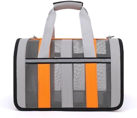 Airline Approved Soft Sided Cat Carrier and Small Dog Crate up to 15lbs - Lightweight Cats Bag Carrier for Pets with Litter Pocket for Kittens and Puppies (Gray and Orange, Medium)