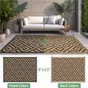 Sarben Outdoor Rug for Patio - Waterproof Plastic Straw Camping Rugs 9x12 ft, Reversible Outdoor Indoor RV Mat Carpet for Patio, Porch, Deck, Balcony, Picnic, Beach, Black Brown