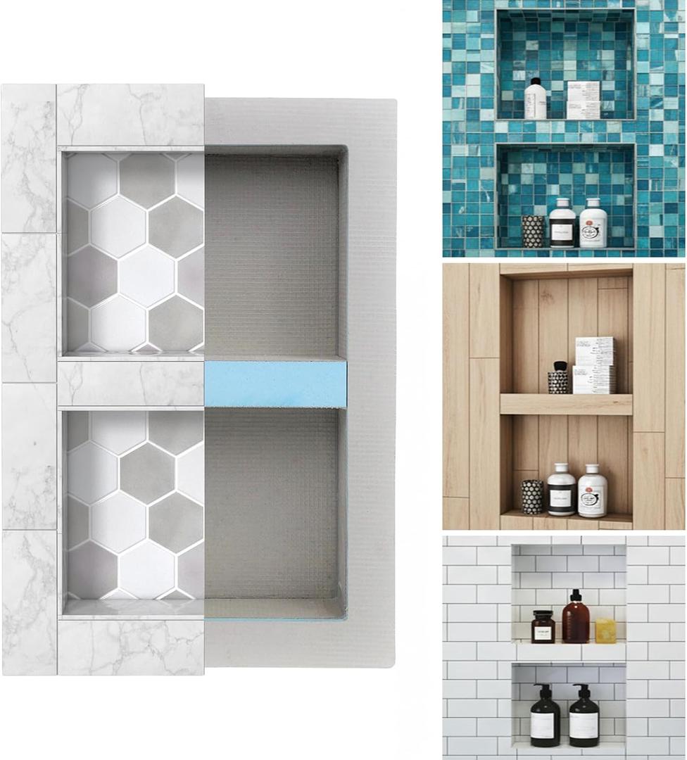 Shower Niche, Shower Niche Insert Tile Ready, 16"x32", Prefab Box
