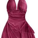 SOLY HUX Women's Y2K Dress Summer Tie Dye Print Sexy Mini Dress Retro Backless Halter Dress Club Dresses (S)