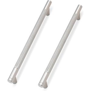 10 Pack Brushed Satin Nickel Cabinet Pulls knurled 6-1/4 Inch Hole Centers Kitchen Cabinet Handles Silver Drawer Pulls Cabinet Hardware